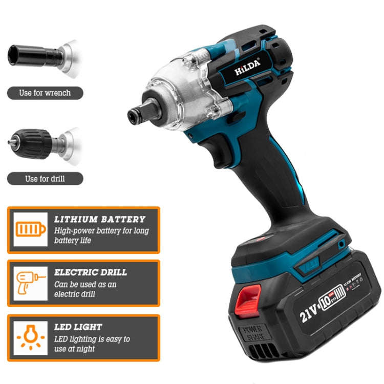 HILDA Motorized Wrenches Lithium Repair Parts With 22mm Socket, EU Plug, Model: Blue With 2 Batte...