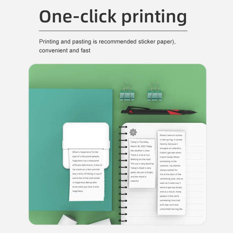 X6 200DPI Student Homework Printer Bluetooth Inkless Pocket Printer White 5 Printer Papers+5 Stic...