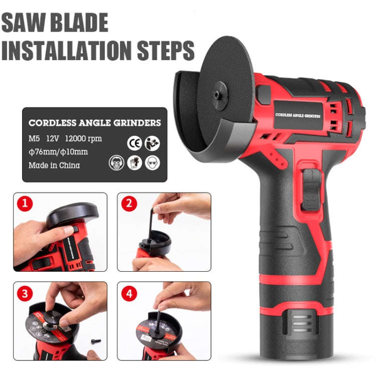 HILDA 12V 3 Inch Li-Ion Angle Grinder Home Cutting And Sanding Machine, EU Plug, Model: Carton Pa...