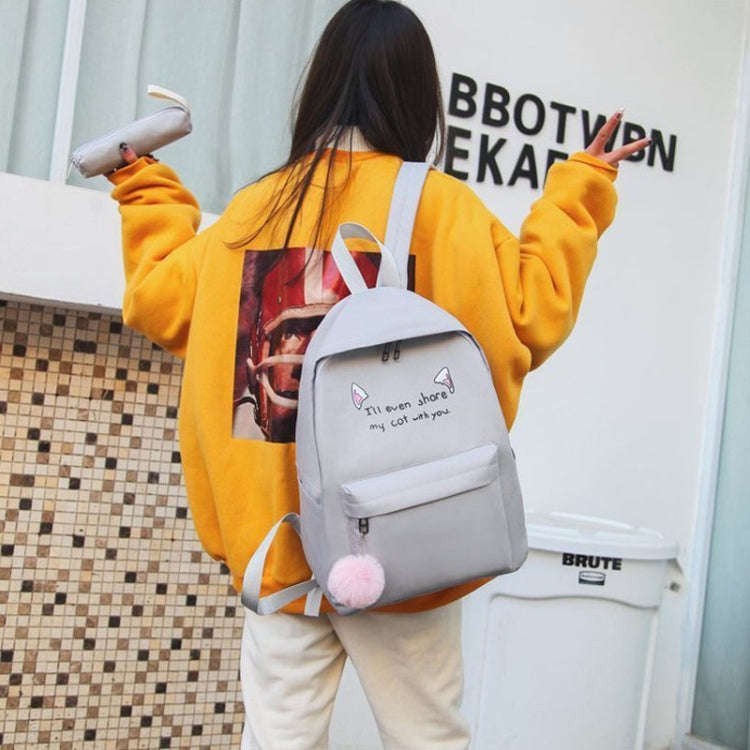 4pcs /Set Student Schoolbag Casual Outdoor Traveling Shoulder Bag(Black)