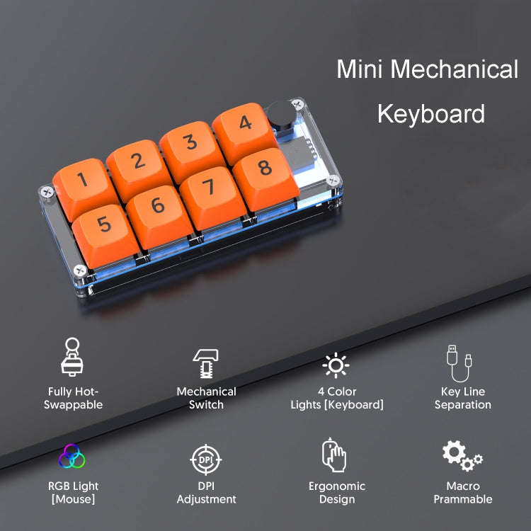 MKESPN Shortcut Macro Defined Wired Samll Keypad Single Handed Gaming Keyboard(Transparent)