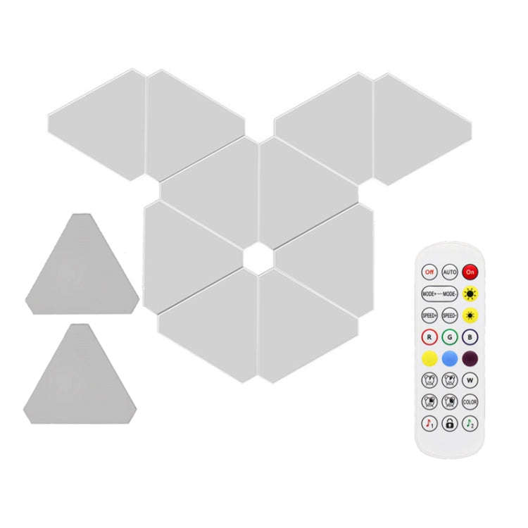 12pcs /Set Triangle Splicing Intelligent Sound Control Quantum Light Atmosphere Lighting With Rem...