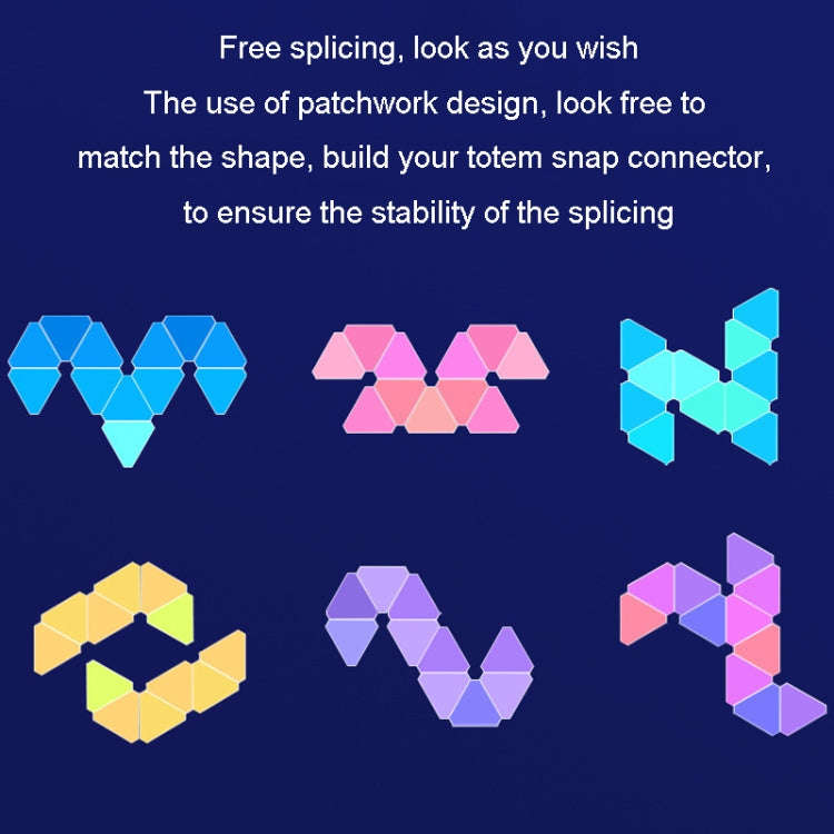 12pcs /Set Triangle Splicing Intelligent Sound Control Quantum Light Atmosphere Lighting With Rem...