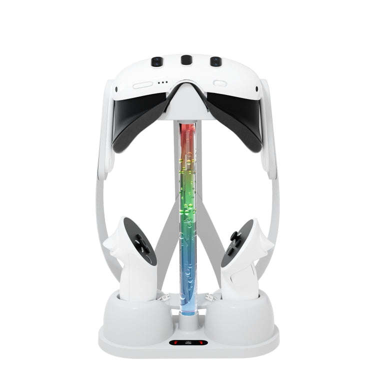 For Quest 3 VR Glasses Charging Base Storage Bracket with Cool RGB Light(White)