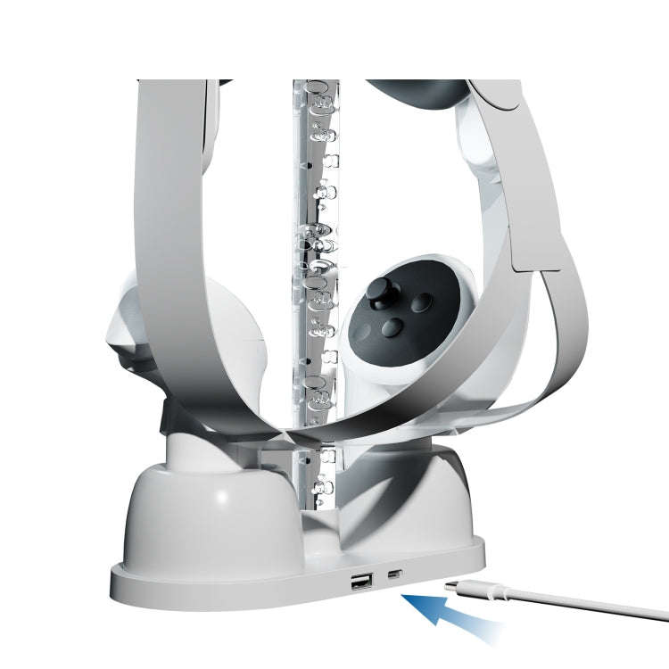 For Quest 3 VR Glasses Charging Base Storage Bracket with Cool RGB Light(White)