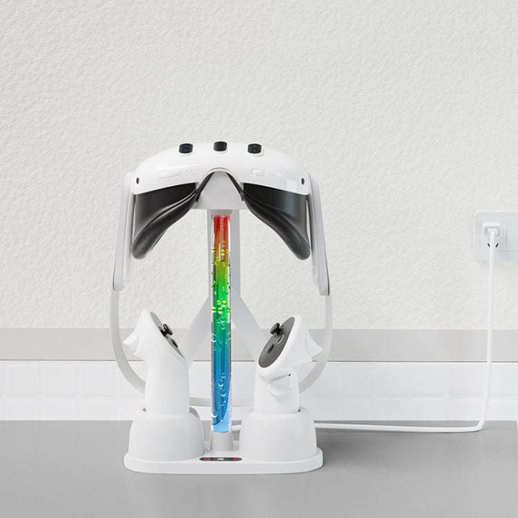 For Quest 3 VR Glasses Charging Base Storage Bracket with Cool RGB Light(White)