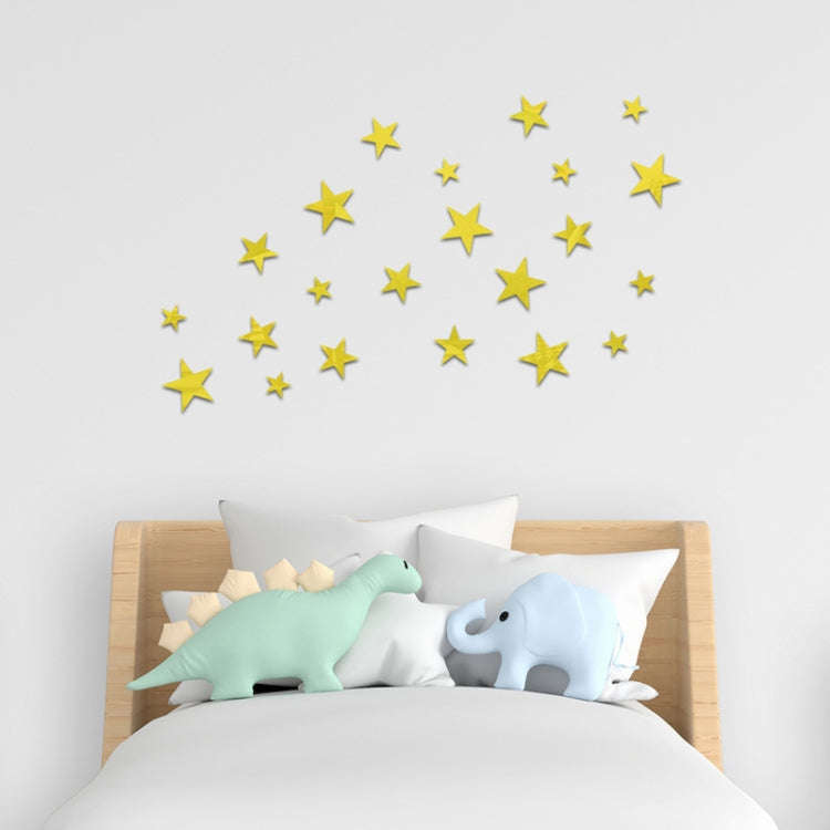 20pcs /Set Acrylic Stars Mirror Stereo Wall Stickers Home Decoration Soft Mirror(Gold)
