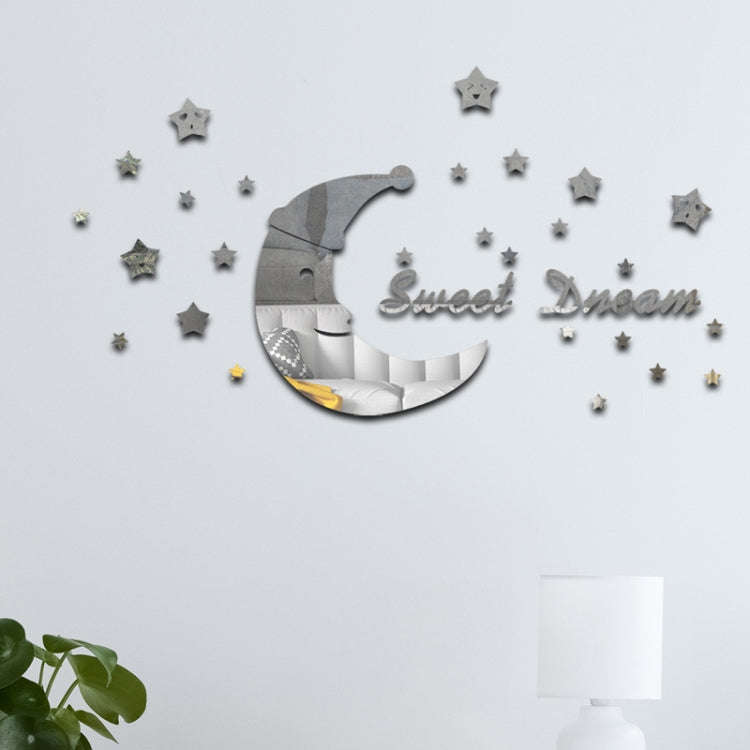 32pcs /Set Acrylic SweetDream Mirror Stereo Wall Stickers Home Decoration Soft Mirror(Black)