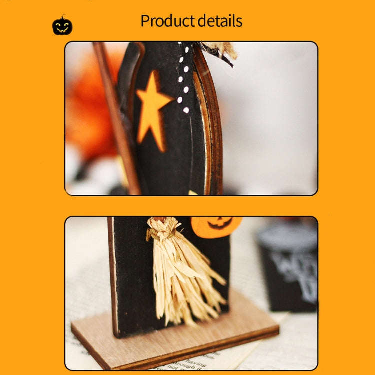 Halloween Decorations Witch Ghost Painted Wooden Ornament Party Decorative Props, Style: Ghost