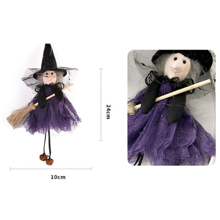 Halloween Broom Witch Doll Pendant Ghost Festival Party Props(Orange)