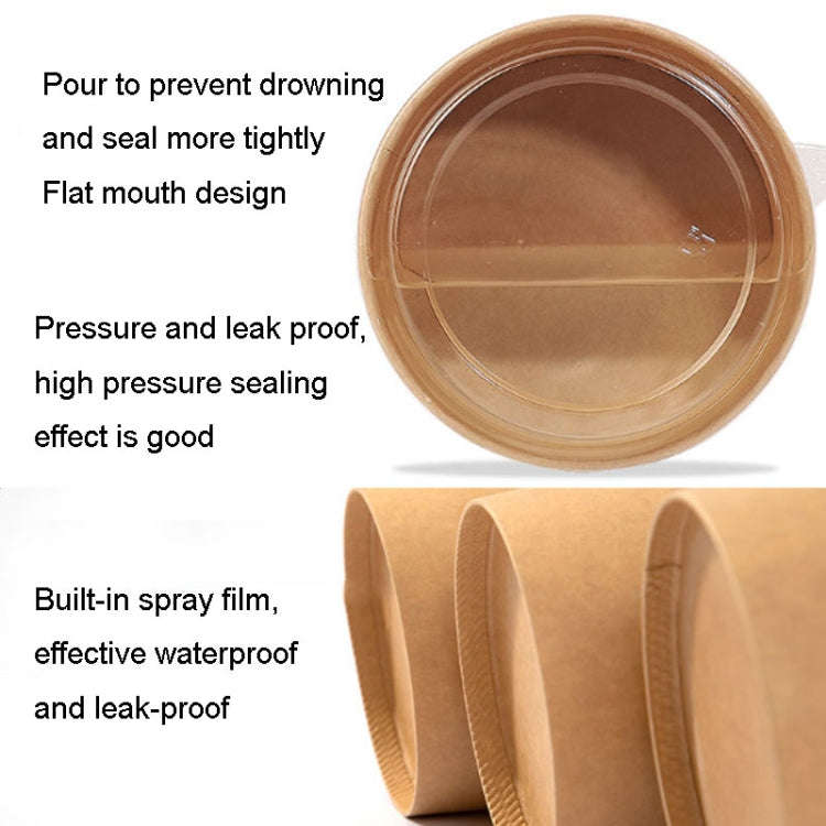 10pcs 500ml Disposable Single PE Laminated Paper Bowl Round Soup Bowl Packed Fast Food Boxes(Vell...