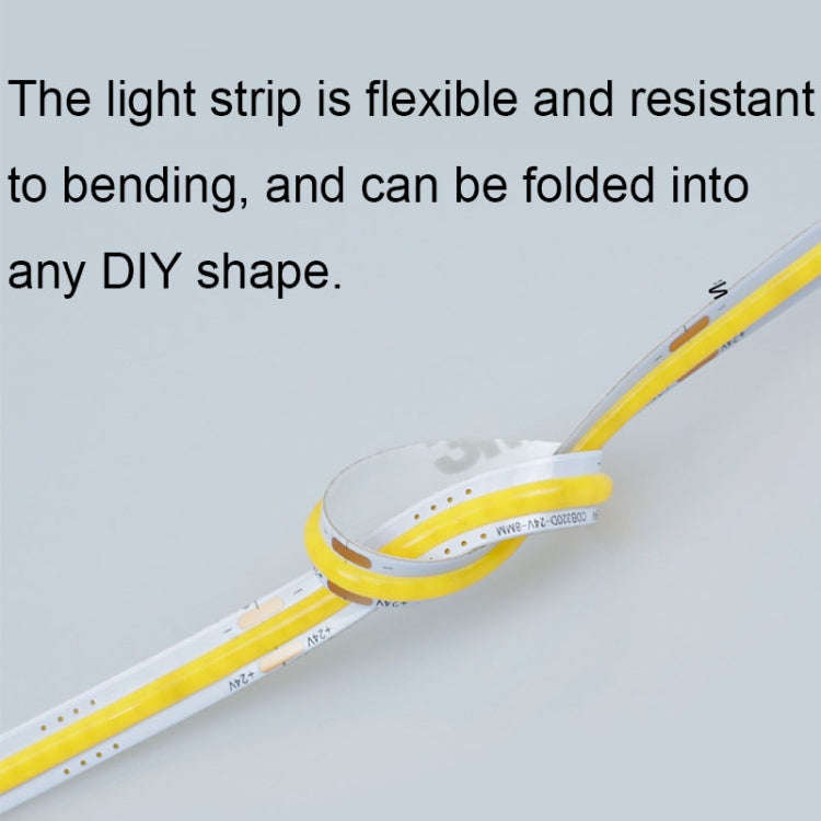 1m 24V 8mm Wide COB Adhesive Decorative LED Light Strip, Specification: 320 Beads-12W-95 Display(...