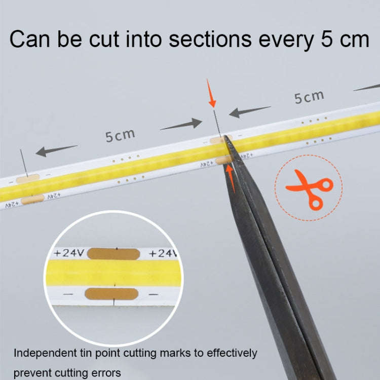 1m 24V 8mm Wide COB Adhesive Decorative LED Light Strip, Specification: 320 Beads-12W-95 Display(...