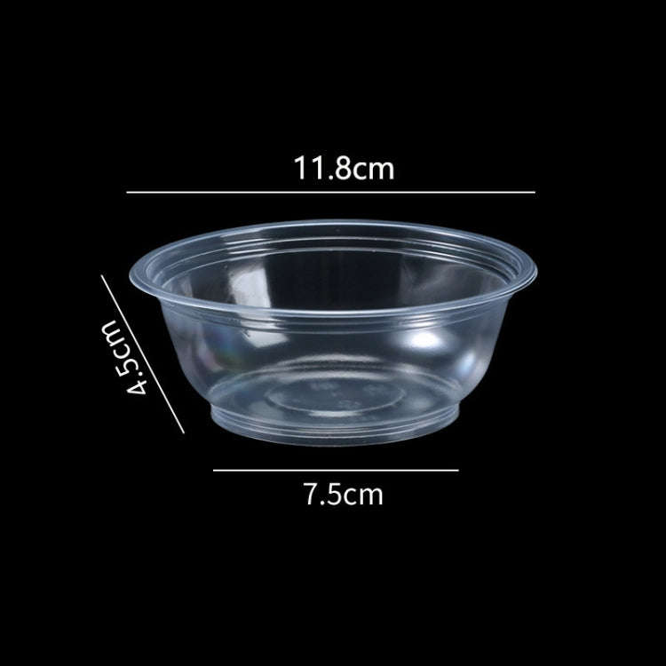 50pcs /Pack No Lid Disposable Round Plastic Bowl Thick Transparent Fast Food Soup Bowl, Capacity:...