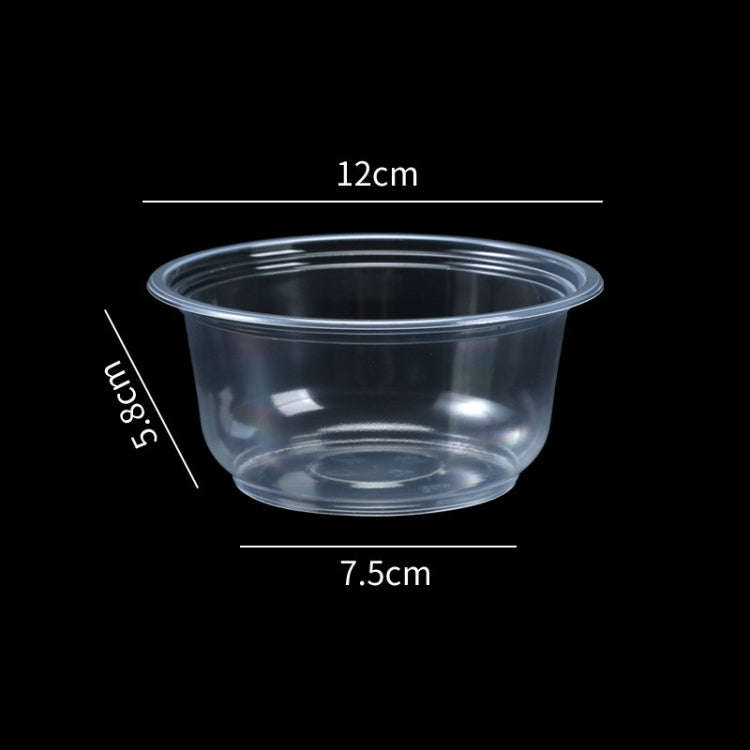 50pcs /Pack No Lid Disposable Round Plastic Bowl Thick Transparent Fast Food Soup Bowl, Capacity:...