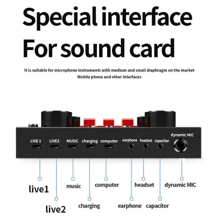BM800+V8S Sound Card Set  Audio Condenser Mic Studio Singing Microphone