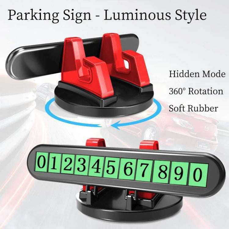 Car Dashboard Automotive Cell Phone Holder Temporary Parking Sign 2 In 1(Red)