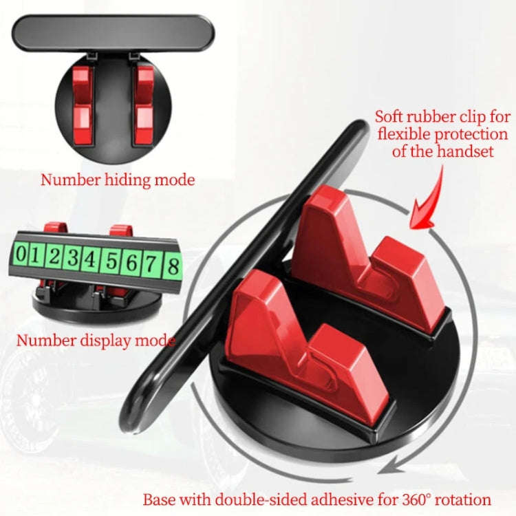 Car Dashboard Automotive Cell Phone Holder Temporary Parking Sign 2 In 1(Red)