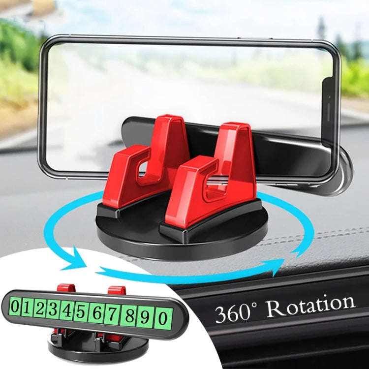 Car Dashboard Automotive Cell Phone Holder Temporary Parking Sign 2 In 1(Red)