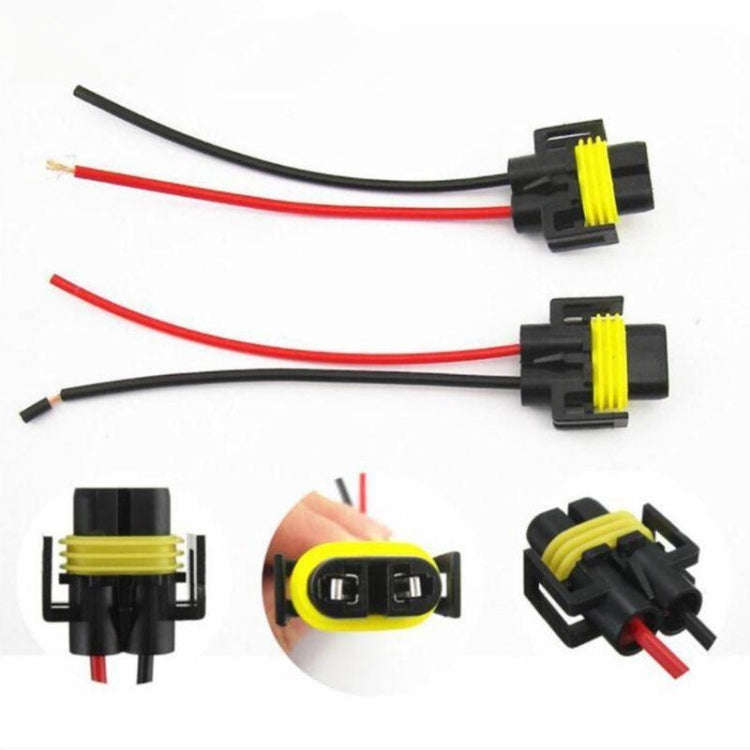 1pair For H11 / H8 / 881 Car Headlight Socket Light Holder Plug With Cable