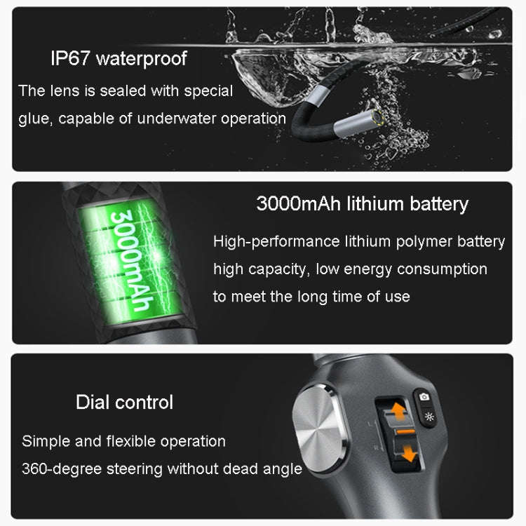 TESLONG TD500 8.5mm Lens HD 5 Inch Large Screen 360 Degree Dual Steering Borescope Industrial Com...