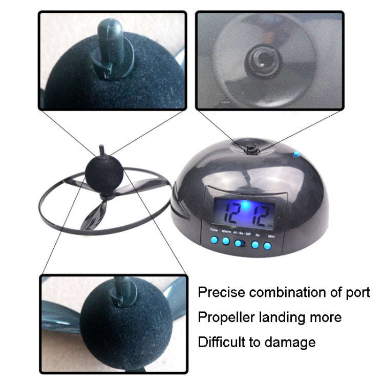 Student Multifunctional LED Flying Alarm Bells Lazy Flying Propeller Digital Alarm Clock(Black)