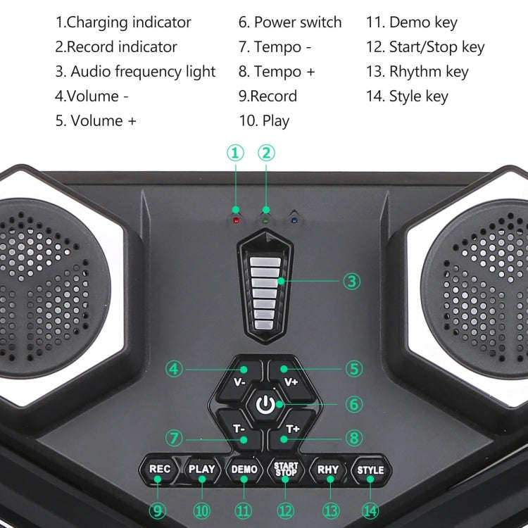 G6008 Desktop Drums With Sound Lithium Portable Drum Set Bluetooth Kids Practice Drum(Black)
