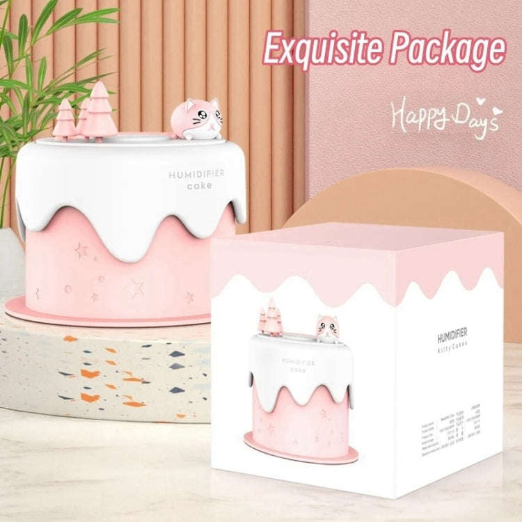 M328 Mini USB Plug-in Desktop Night Light Cartoon Cake Silent Spray Humidifier(White)