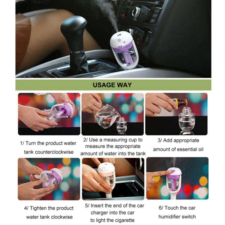 Car Negative Ion Spray Humidifier Aromatherapy Air Purifier(Light Green)