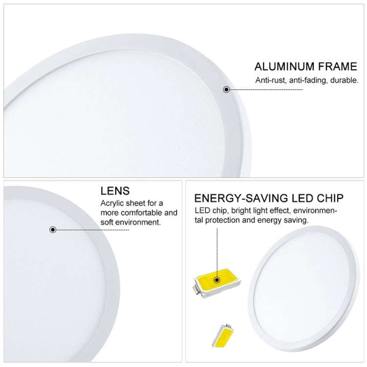 LED Round Ultra-thin Downlight Adjustable Recessed Panel Light, Power Source: 15W(White light)