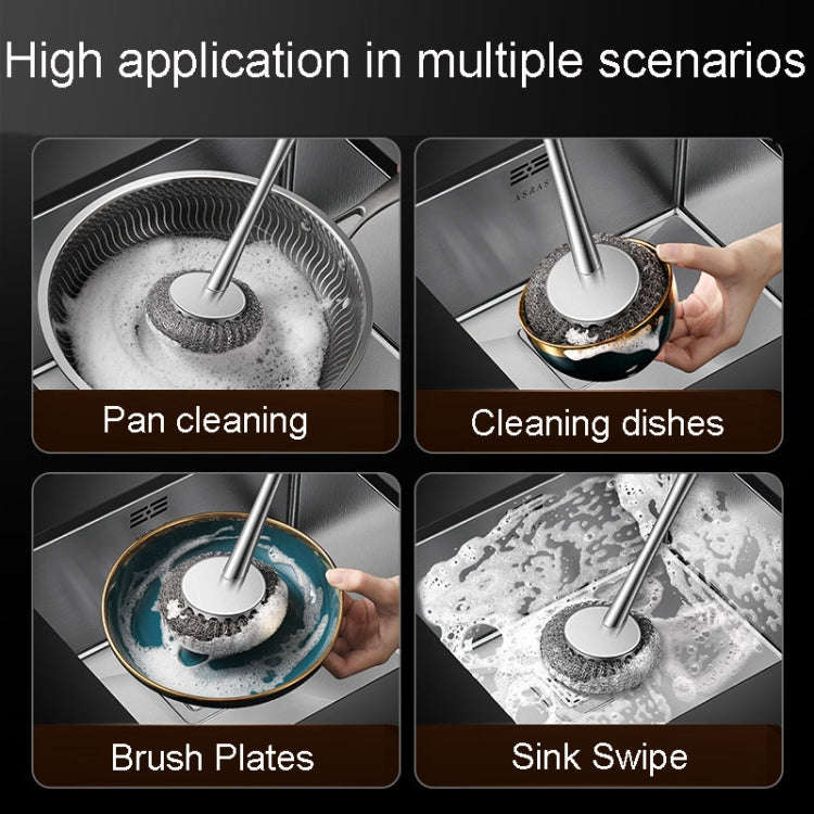 Kacheeg 304 Stainless Steel Pot Brush Kitchen Cleaning And Dishwashing Tools, Style: Short
