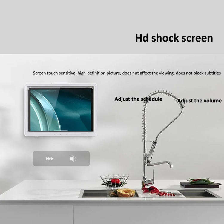 Waterproof Shower Tablet Holder Case Bathroom Kitchen Wall Mount Storage Box For IPad(White)