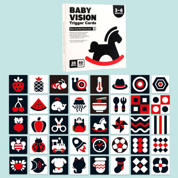 20pcs /Book Baby Early Learning Card Children Eye Care Visual Stimulation Card, Style: 2-order Bl...