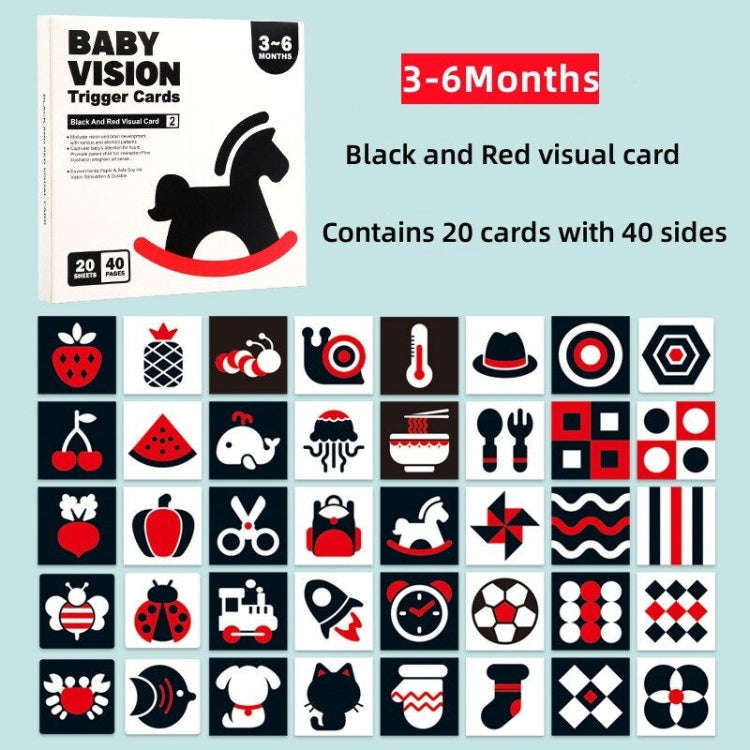 20pcs /Book Baby Early Learning Card Children Eye Care Visual Stimulation Card, Style: 2-order Bl...