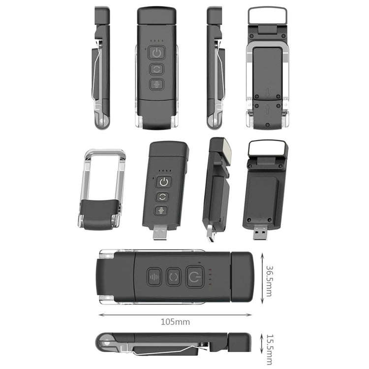 USB Charging Portable Detachable Reading Clip Light Rotatable Eye Protection Mini LED Lamp(Black)