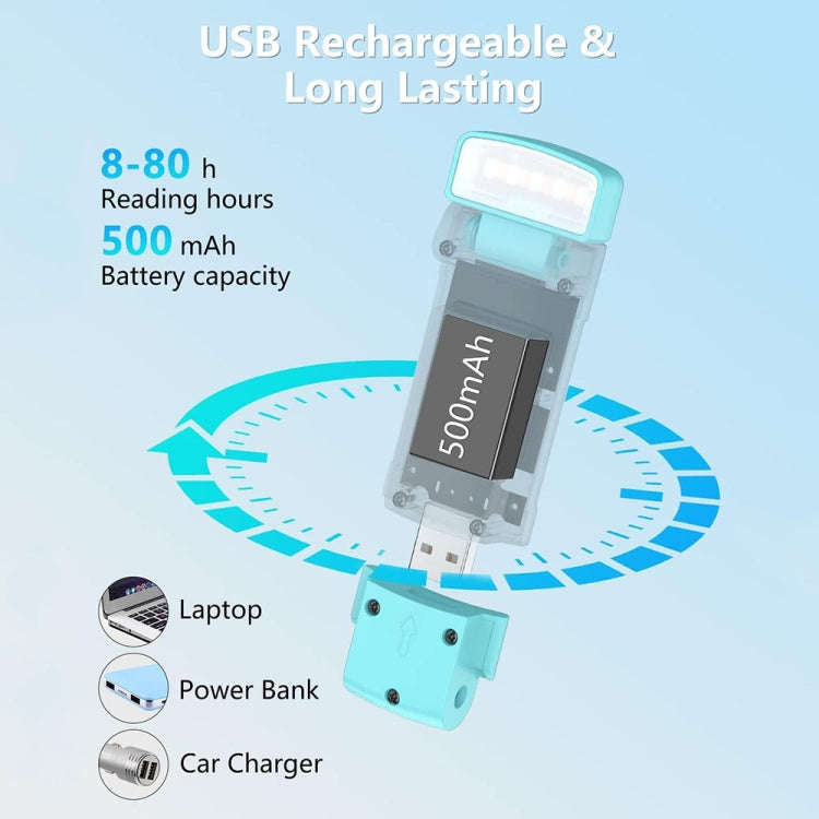USB Charging Portable Detachable Reading Clip Light Rotatable Eye Protection Mini LED Lamp(Blue)