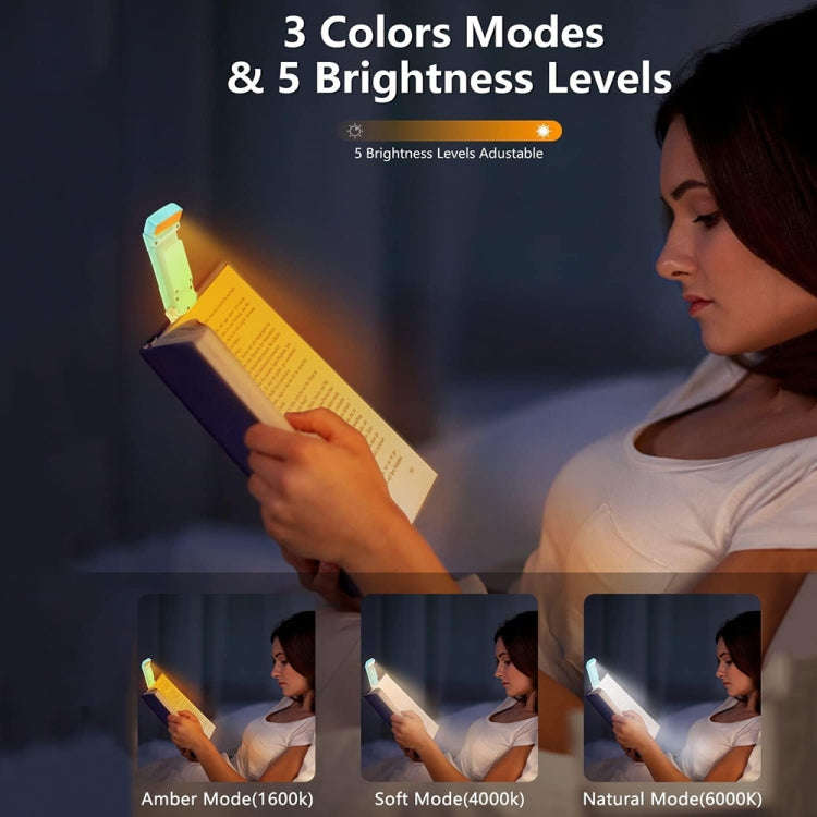 USB Charging Portable Detachable Reading Clip Light Rotatable Eye Protection Mini LED Lamp(White)