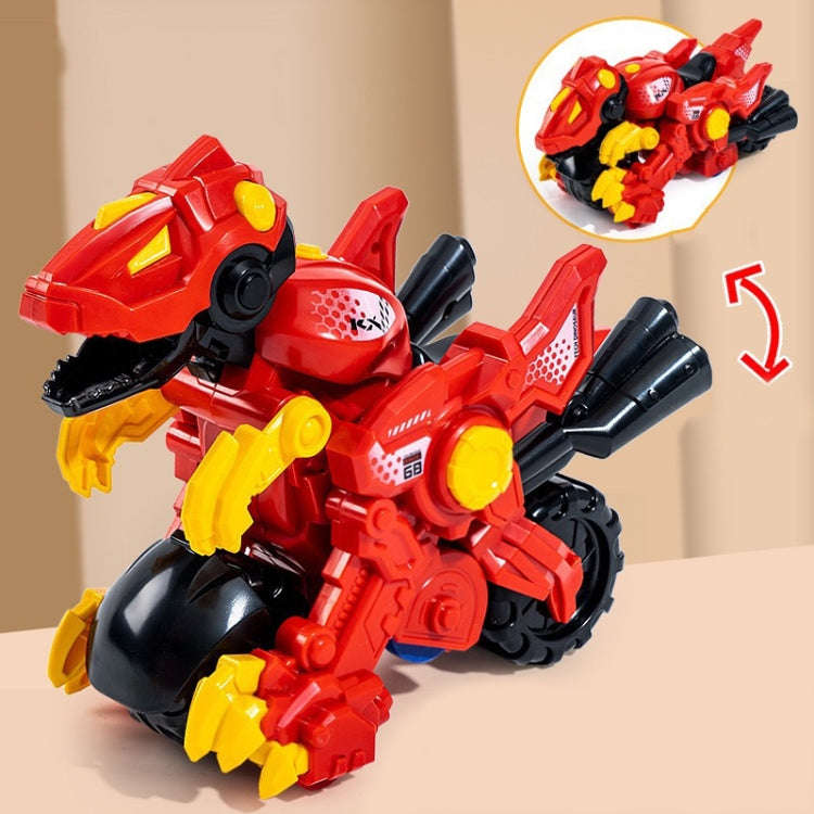 2 In 1 Dinosaur Transforming Engineering Car Inertial Automatic Crash Toy, Color: Motorcycle-Velo...