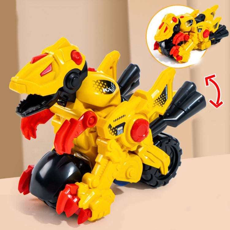 2 In 1 Dinosaur Transforming Engineering Car Inertial Automatic Crash Toy, Color: Motorcycle-Velo...