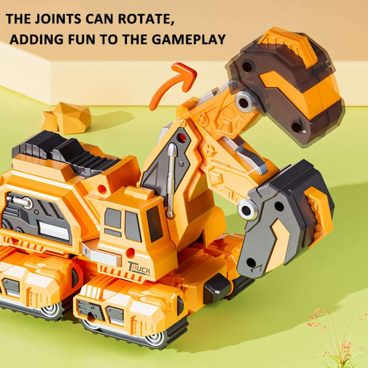 2 In 1 Dinosaur Transforming Engineering Car Inertial Automatic Crash Toy, Color: Excavator-Brach...