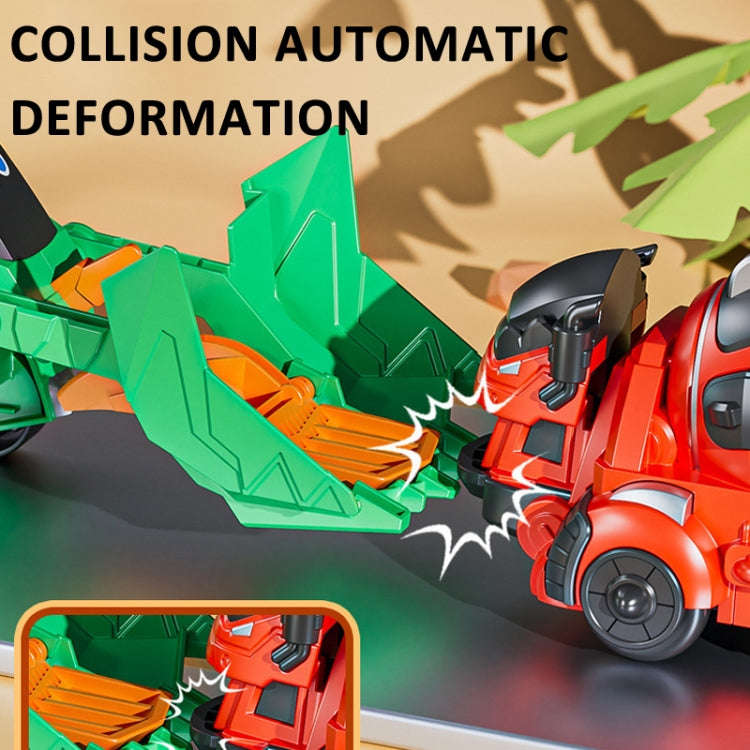 2 In 1 Dinosaur Transforming Engineering Car Inertial Automatic Crash Toy, Color: Motorcycle-Velo...