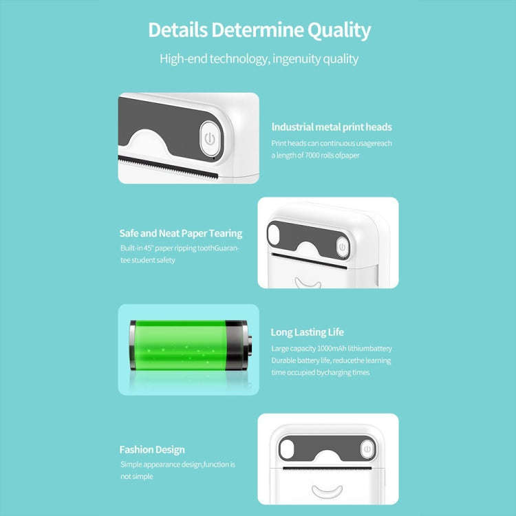 A32 Small Portable Self-adhesive Error Question Photo Label Bluetooth Pocket Thermal Printer(Engl...