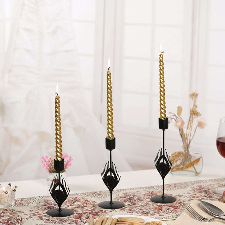 3 In 1 Black Feather Candlestick Wedding Decoration Romantic Candlelight Home Ornaments(Black)