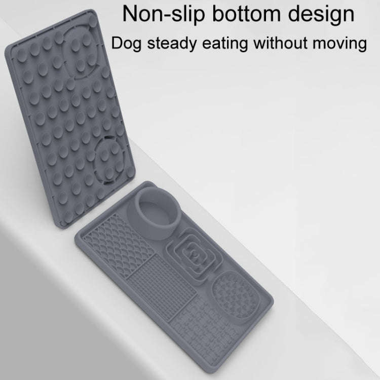 Pet Silicone Licking Dining Mat Rectangle 6 In 1 Dog Slow Feeding Pads With Scraper(Black)