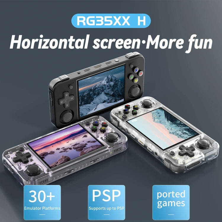 ANBERNIC RG35XX H Handheld Game Console 3.5 Inch IPS Screen Linux System 64GB+128GB(Transparent W...