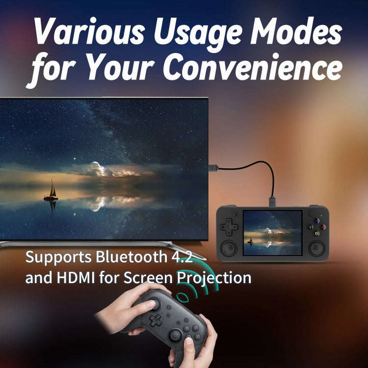 ANBERNIC RG35XX H Handheld Game Console 3.5 Inch IPS Screen Linux System 64GB+128GB(Transparent W...
