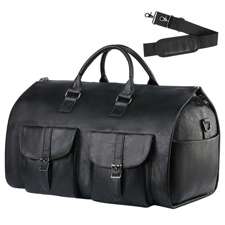 Large Capacity Foldable Travel Duffel Bag Outdoor Fitness Bag with Shoe Compartment, Color: Black