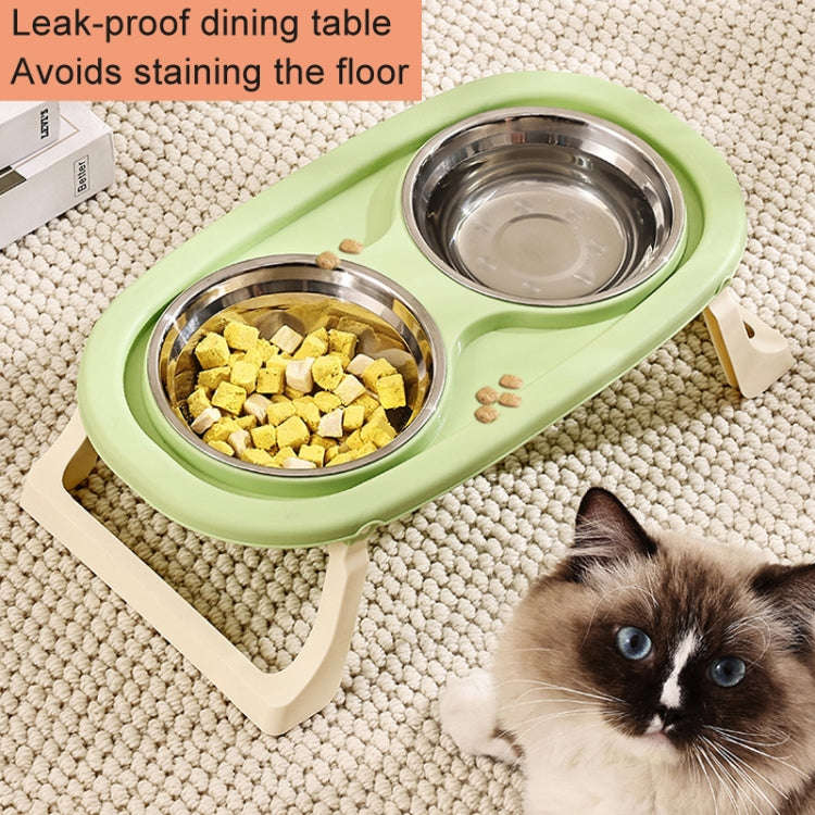 Collapsible Pet Bowl Eating Drinking Bowl Neck Guard Tall Double Bowl, Style: PP Purple