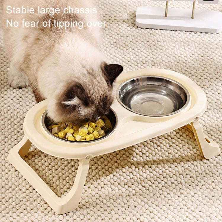 Collapsible Pet Bowl Eating Drinking Bowl Neck Guard Tall Double Bowl, Style: PP Purple