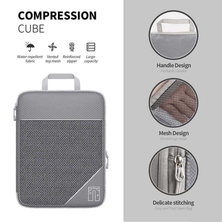 6 In 1 Compression Mesh Travel Cubes Clothes Underwear Packing Bags(Gray)